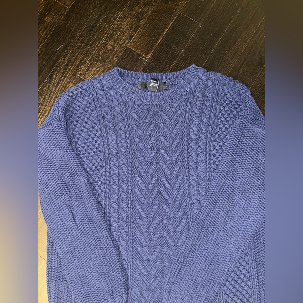 Women’s Blue Cable Knit Sweater